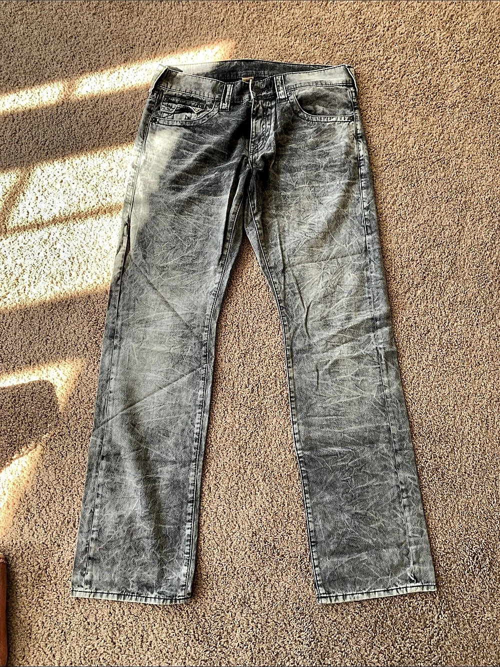 True Religion Straight Leg Jeans Waist 32 Gray